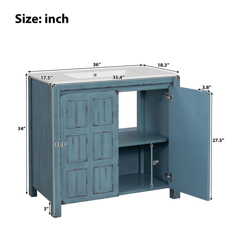 36 " Bathroom Vanity Organizer with Ceramic Sink