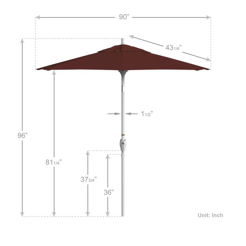 California Umbrella 7.5' Round Crank Lift Push Button Tilt White Aluminum Patio Umbrella Sunbrella