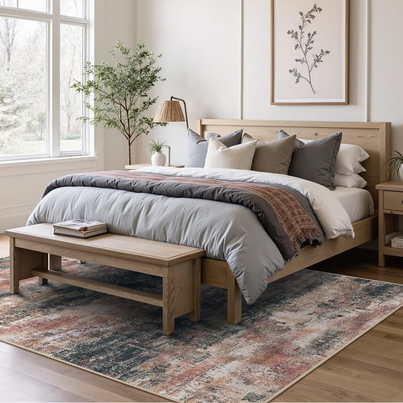 Mcow Modern Abstract Machine Washable Low Pile Area Rugs