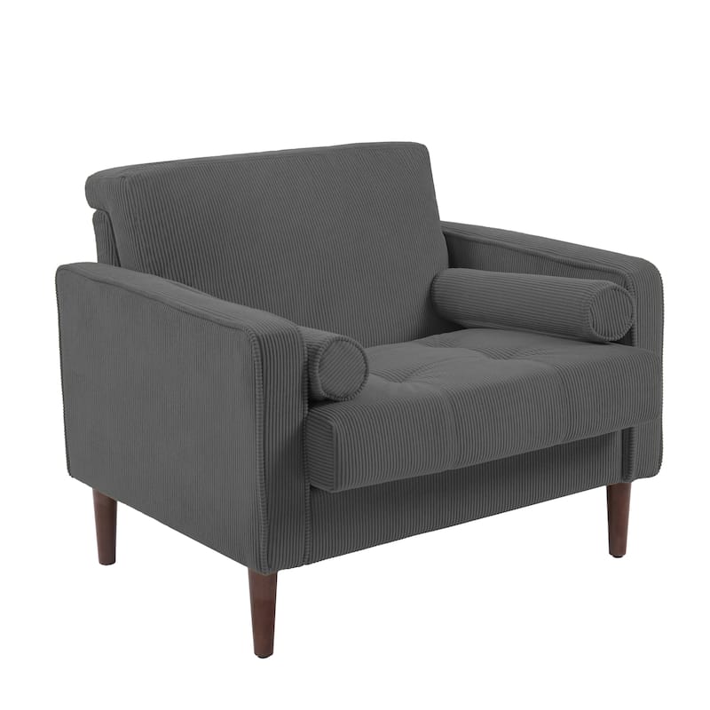 Evalina 34" W Modern Upholstered Corduroy Square Tufted Club Chair