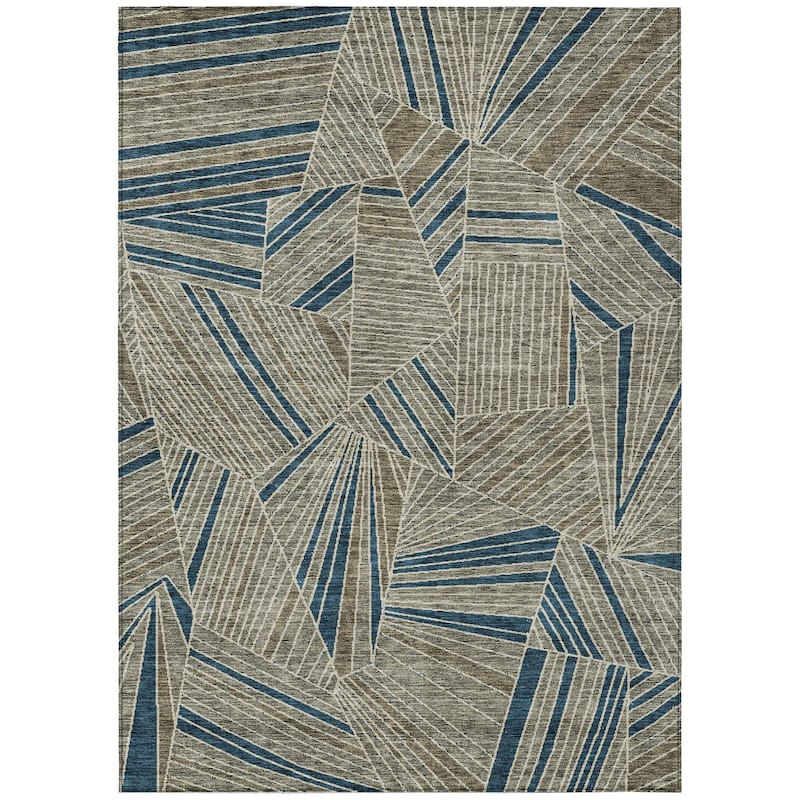 Machine Washable Indoor/ Outdoor Chantille Modern Mosaic Rug