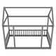 preview thumbnail 23 of 52, House Floor Bed with House Roof Frame and Safety Guardrails, Twin/Full Size Wooden Floor Montessori Bed House Bed for Kids