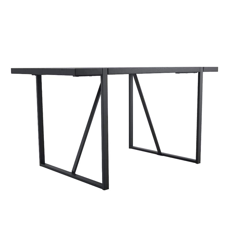 5/7-Piece Dining Table Set with PU Chairs, Modern Rectangular Dining Room Table Set for 4-6 People