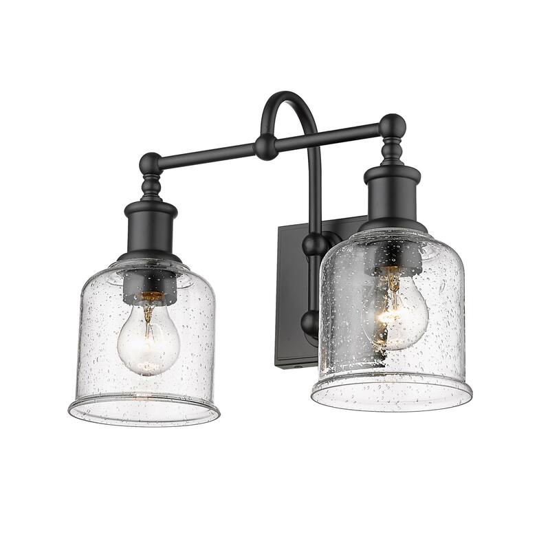 Bellevue ZBF33466 Georgia 2 Light 16" Wide Vanity Light - Matte Black / Seedy Glass