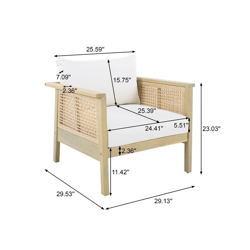 Christopher Knight Home - Solace 4- Piece Solid Wood & PE Wicker Outdoor Patio Conversation Set
