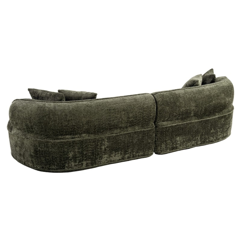 114" Curved Boucle Sectional Sofa, No Assembly Required