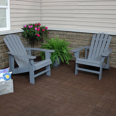 Sunnydaze Adirondack Chairs with Adjustable Backrest Wood - Gray Set of 2