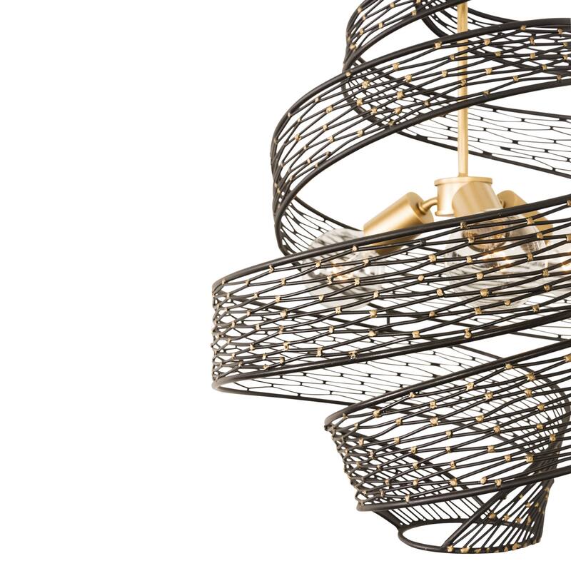 Varaluz Flow 3-Light Twist Pendant - Matte Black/French Gold