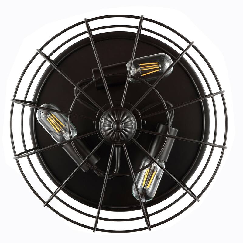 GetLedel 15-inch Farmhouse 3-Light Caged Semi Flush Mount Ceiling Light