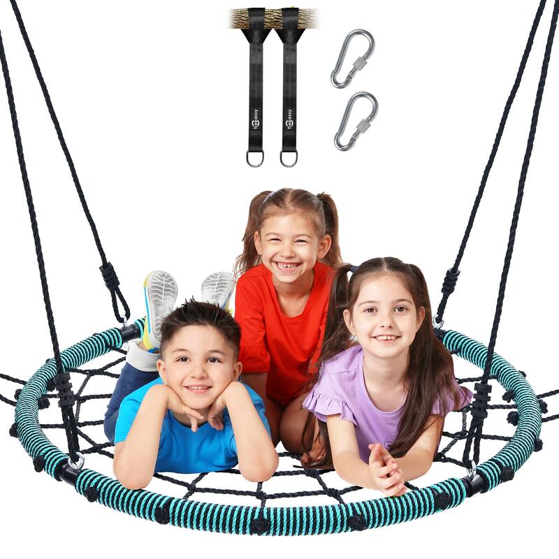 40'' 750lbs Spider Swing Web Saucer Tree Swing for Kids Adults - Green