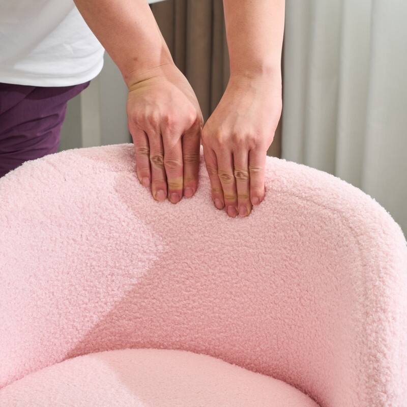 Cute Modern Teddy Swivel Chair Armless Adjustable Height Office Desk Chair with No Wheels and Backrest Support - N/A