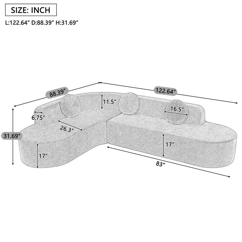 Christopher Knight Home - Mirod 122'' Extra Large Sectional Sofa with Elegant Curved Design and Plush Round Cushions
