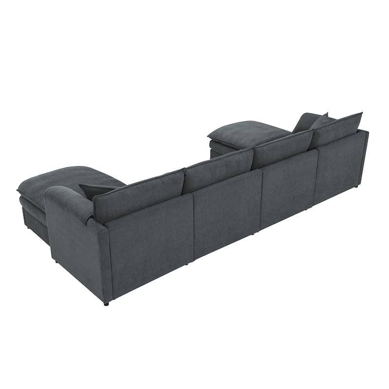 Oversized 134'' Modular U-Shaped 6 Seater Sectional Sofa with Double Cushions and Versatile Ottomans for Living Room