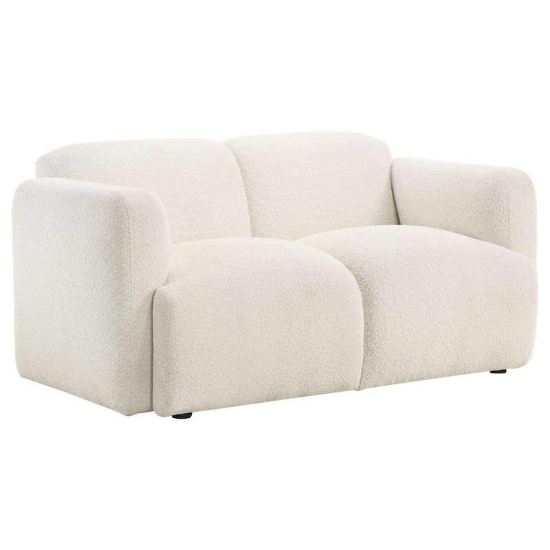 Dorset Fabric Upholstered Round Track Arm Loveseat - 60.25" x 36.75" x 29.25" - White