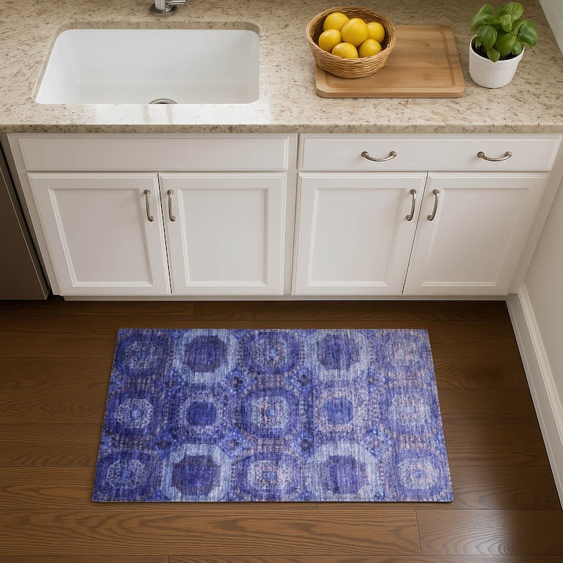 Premium Washable Super Soft Vintage Traditional Mayfield Rug - Purple - 1'8" x 2'6"