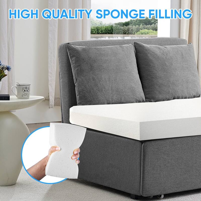 Mixoy Full/Queen Size Sofa Bed,2 in 1 Convertible Linen 1-Seater/Loveseat Sleeper Sofa Couch with Cushions