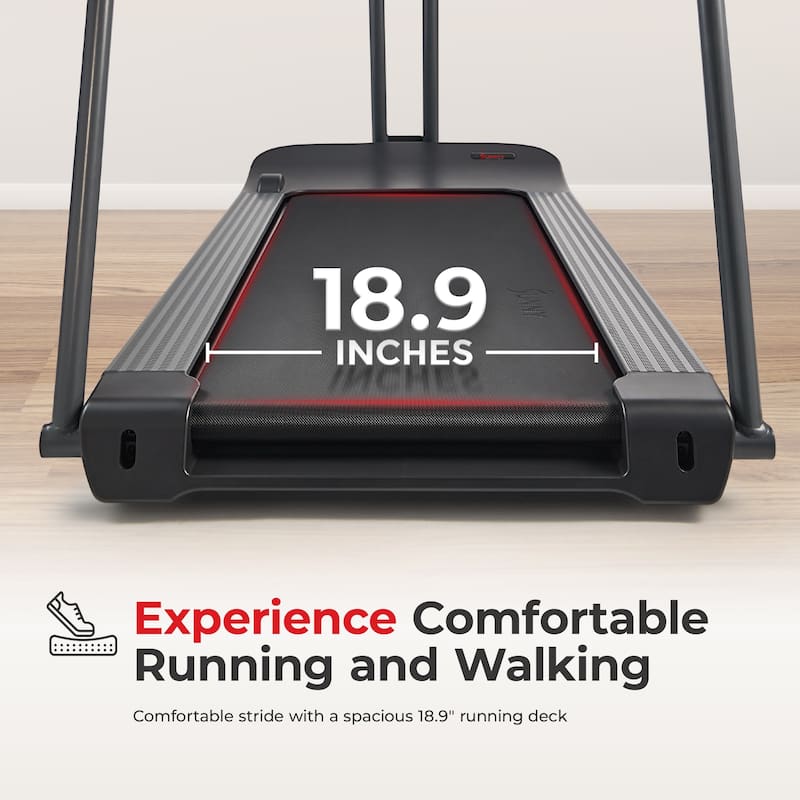 Sunny Health & Fitness Running Treadmill with Handrails - SF-T722062 - Black - 62.6 x 30.5 x 48.8 Inches