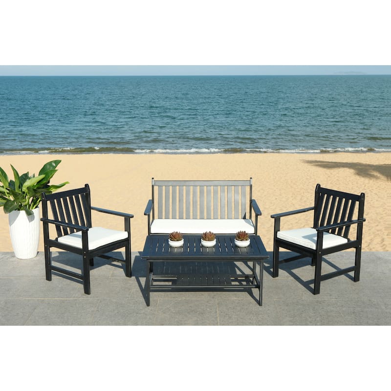 SAFAVIEH Outdoor Ainsley Acacia Wood 4-Piece Furniture Set - 41Wx24Dx18H