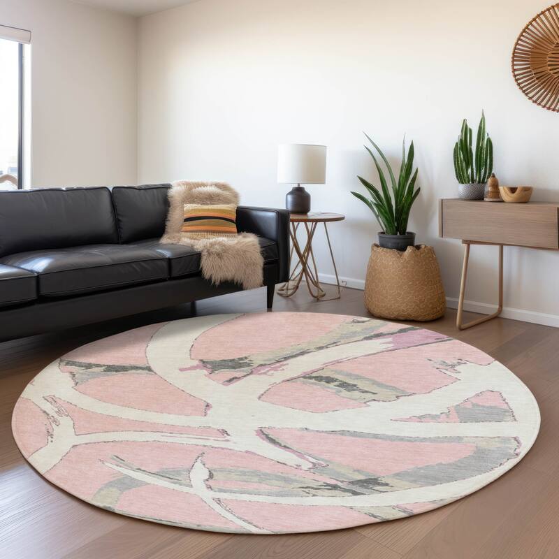 Premium Washable Super Soft Modern Zeus Mayfield Rug - Pink - 8' x 8'