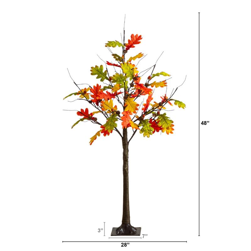 Pre-Lit Artificial Maple Fall Tree with Acorns and Pinecones - 4' - LED Lights