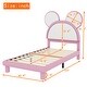 preview thumbnail 17 of 15, Upholstered Platform Bed with Cartoon Ears Shaped Headboard and LED