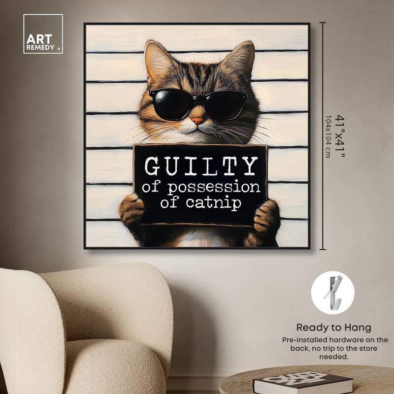 Guilty of Catnip Canvas by Art Remedy