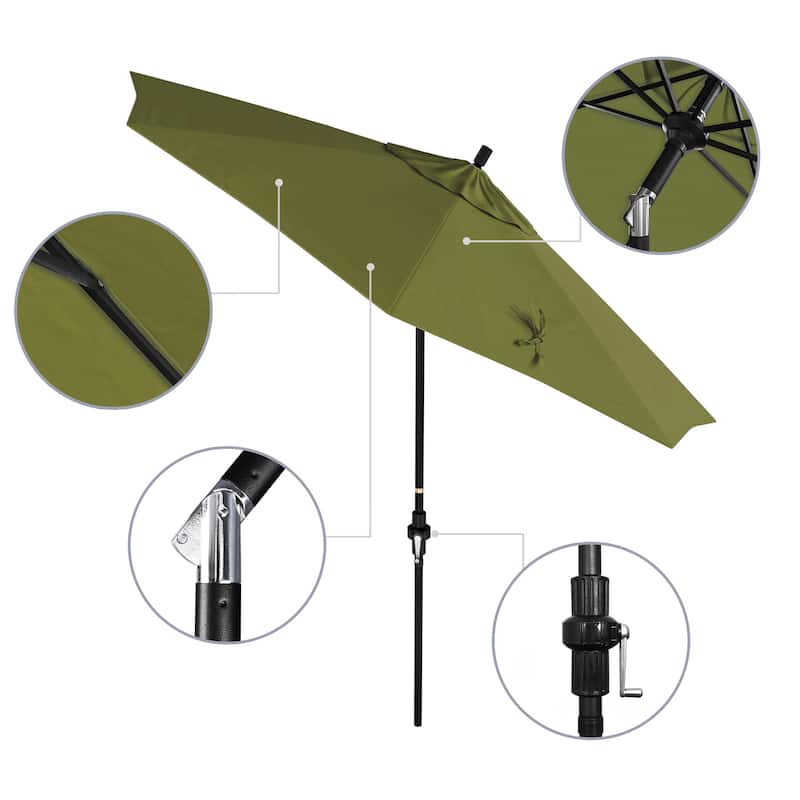 California Umbrella 9' Rd Golden State Series Patio Umbrella Black Aluminum Frame Crank Lift Collar Tilt Pacifica Pacific Blue