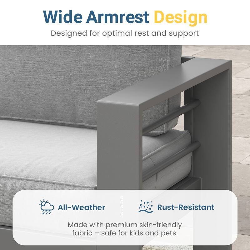 All-weather Outdoor Single Sofa for Balcony, Garden, Deck, Backyard