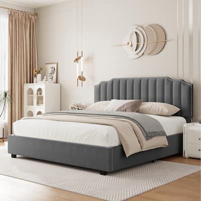 Queen Size Velvet Beds with Lift Up Storage