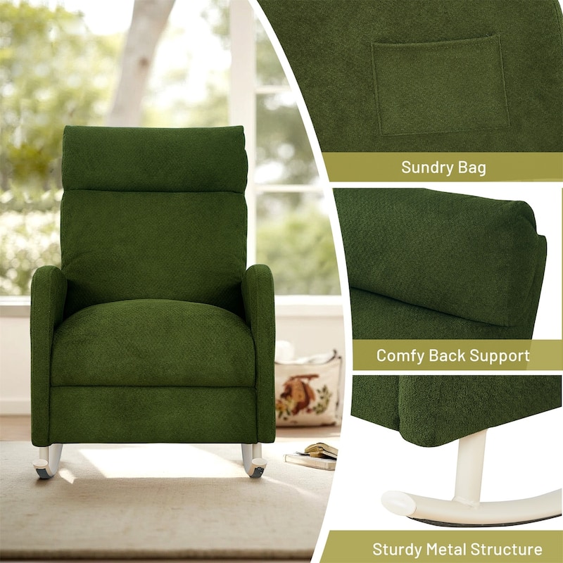 Accent Rocking Chair, Upholstered Nursery Glider Rocker for Baby and Kids, Comfy Armchair Lounger with Footrest