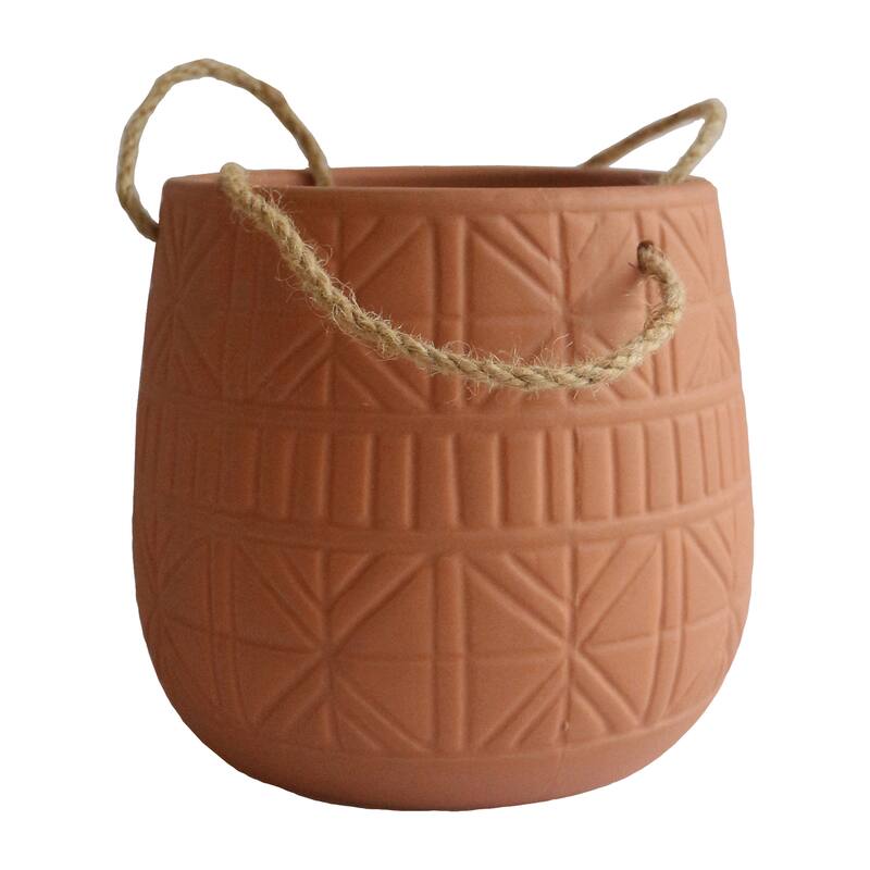Sagebrook Home Neutral Textured Ceramic Hanging Planter