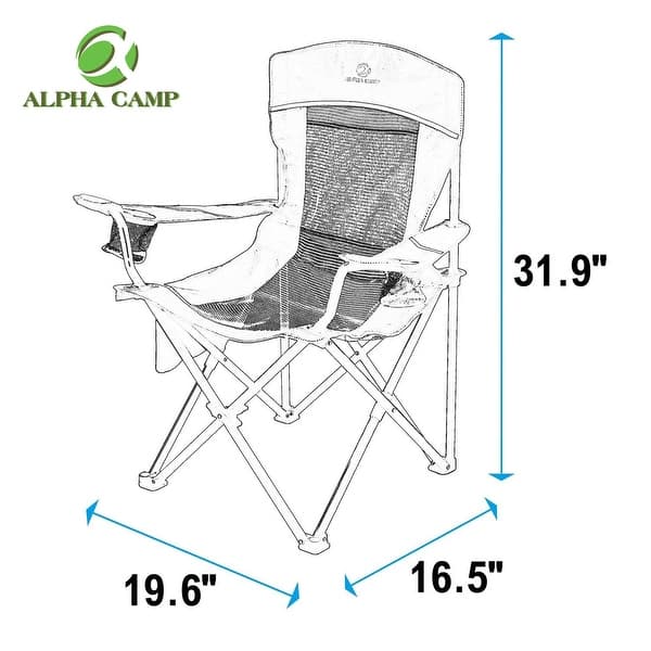 ALPHA CAMP Oversized Mesh Back Camping Folding Chair Heavy Duty Support ...