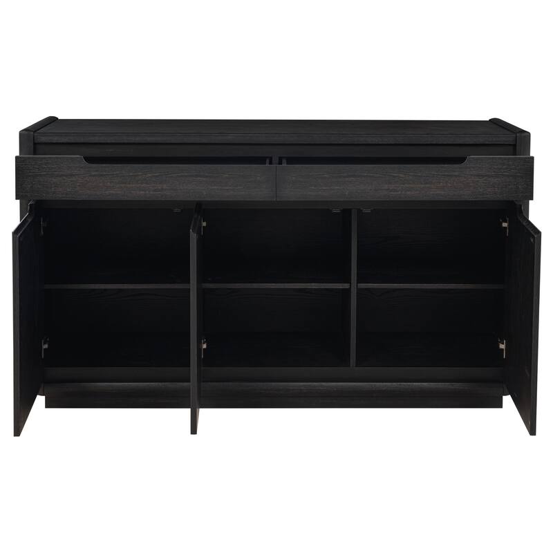 Leandro 2-drawer Dining Sideboard Server Burnished Black - 64" x 19" x 36"