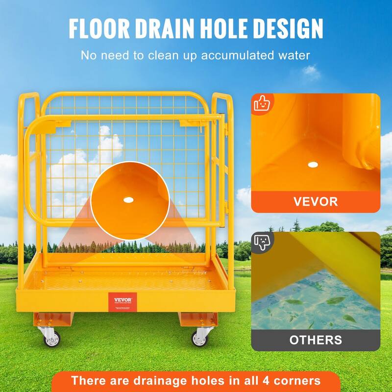 36 inches Folding Forklift Work Platform with Lockable Swivel Wheels