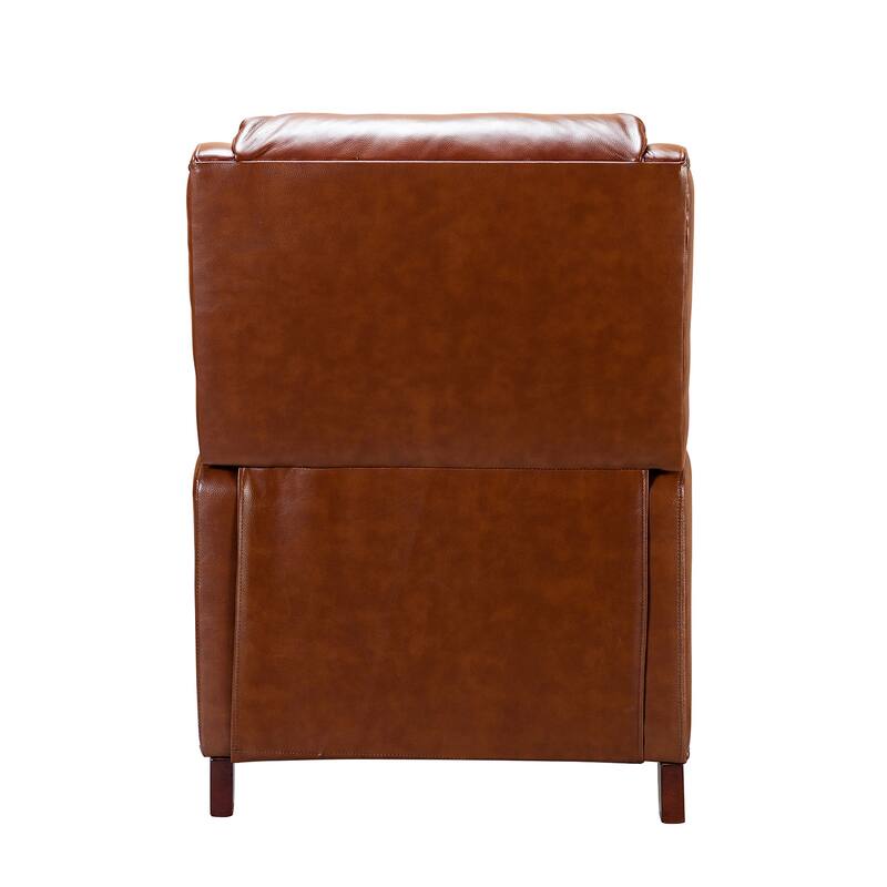 Brigida Cigar Genuine Leather Pushback Recliner with Nailhead Trim by HULALA HOME