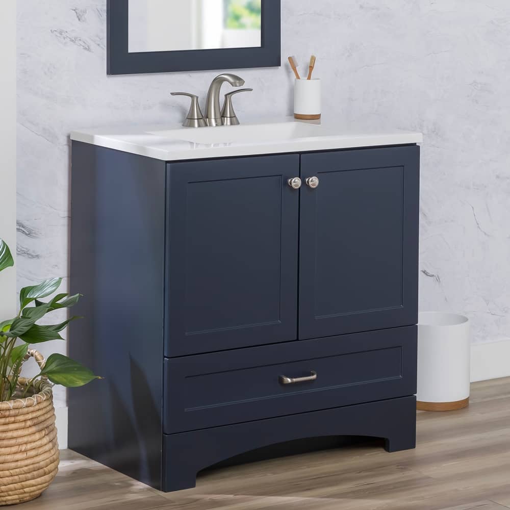 Spring Mill Cabinets Emlyn 30.5" Bathroom Vanity With Drawer and White Sink Top