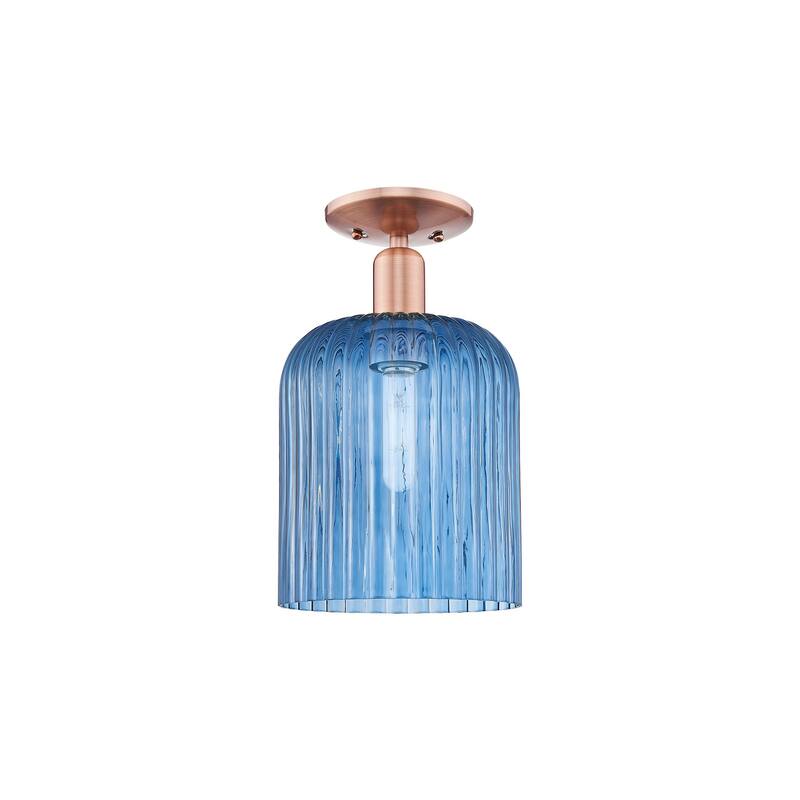 Innovations Lighting 716-1C-14-8 Bridal Veil Semi-Flush Bridal Veil 8" - Antique Copper / Blue