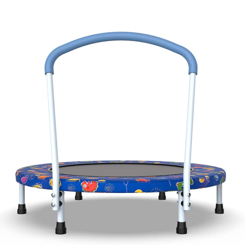 Reinforced Trampoline - Basketball Hoop, Safety Enclosure, ASTM Approved - Blue Multi - 36