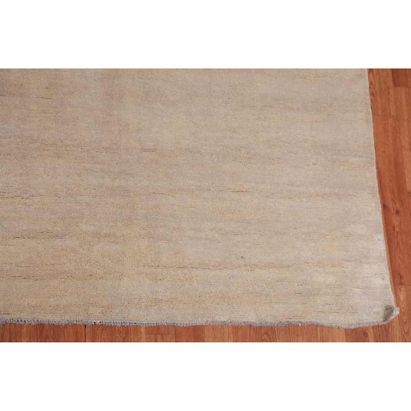Hand Knotted Oriental 100% Wool Carpet Modern Solid Brown Gabbeh Area Rug - 14' 2'' X 10' 3''