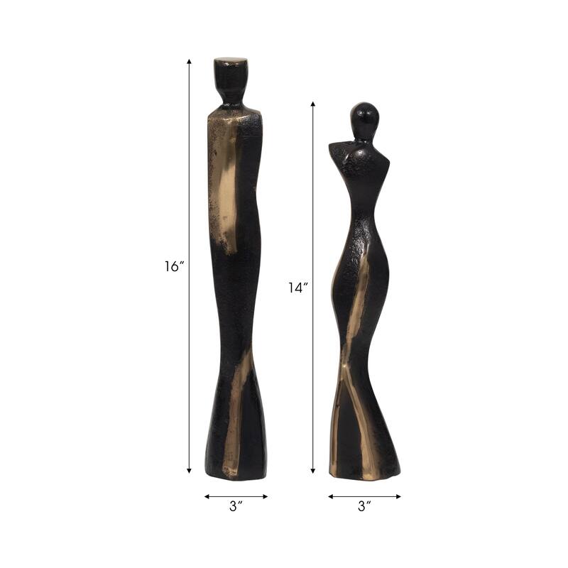 Sagebrook Home's 14/16" Torren Couple Statuary, Bronze, Set Of 2 - 3" x 3" x 16"