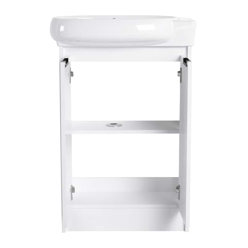Bathroom Vanity With Sink In 16/18/23 Inch, Floating/Freestanding Bathroom Vanity With Soft Close Door