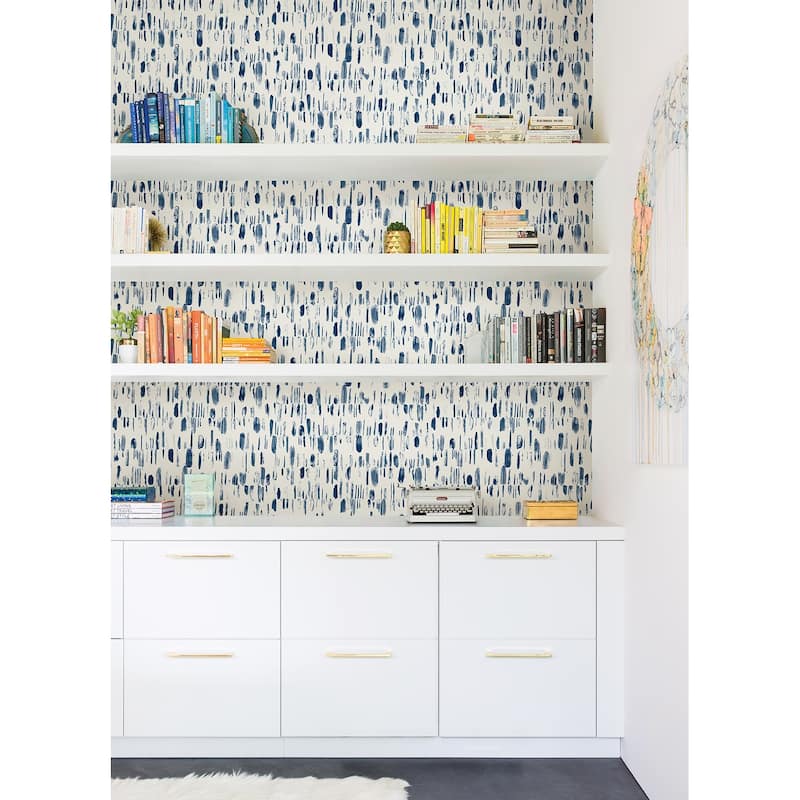 A-Street Prints Dwell Navy Brushstrokes Wallpaper