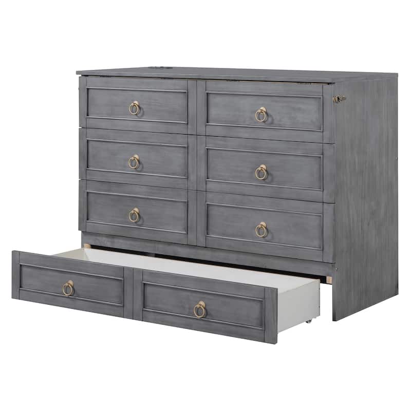 Modern Style Murphy Bed with Versatile Storage Large Drawers for Bedroom