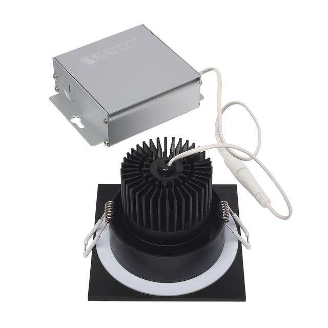 12W LED DW Downlight 3.5 in 3000K 120V Square Remote Driver Black