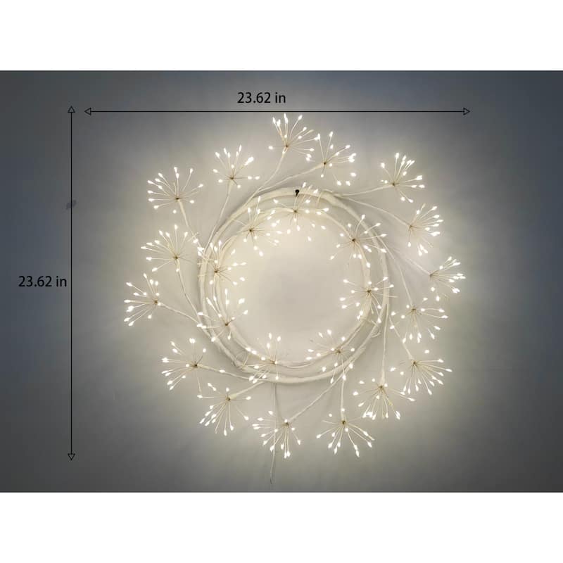 Pre-Lit LED White Floral Branch Christmas Wreath - 23.5" - Warm White Lights