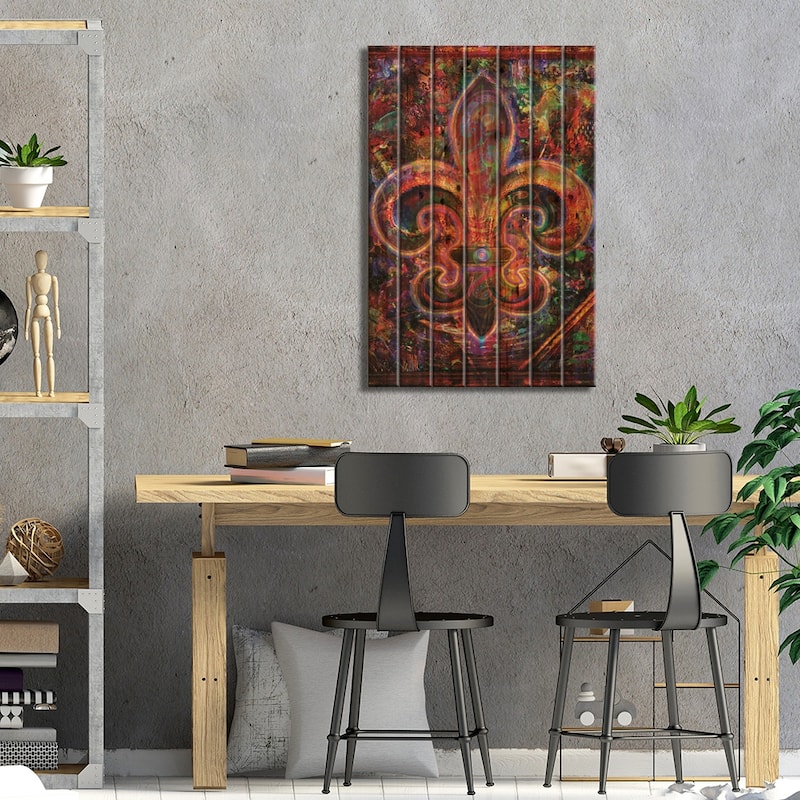 Fleur De Lis Print On Wood by Jumbie - Multi-Color