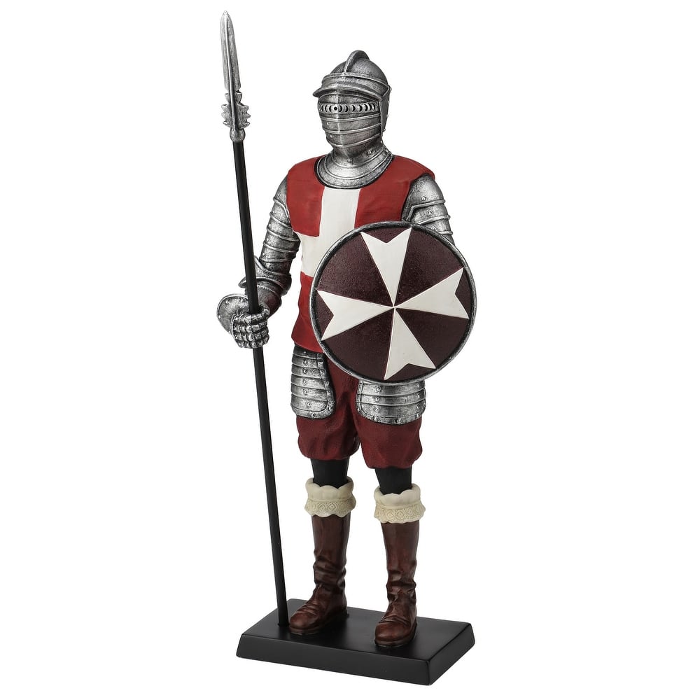 Veronese 13.4H Maltese Knight Holding Pike And Round Shield Resin Multicolor