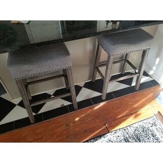 The Gray Barn Overlook Upholstered Backless Saddle Seat Bar Stool (Set of 2)