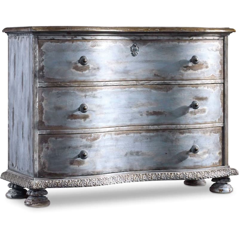 Hooker Furniture 49 Inch Wide 3 Drawer Hardwood Dresser from the - Whitewashed Blue - Whitewashed Blue