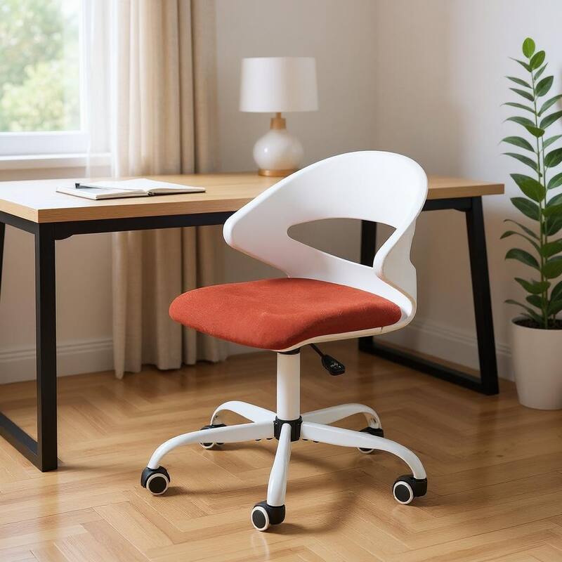 White and Red Adjustable Height Swivel Rolling Office Chair - Red